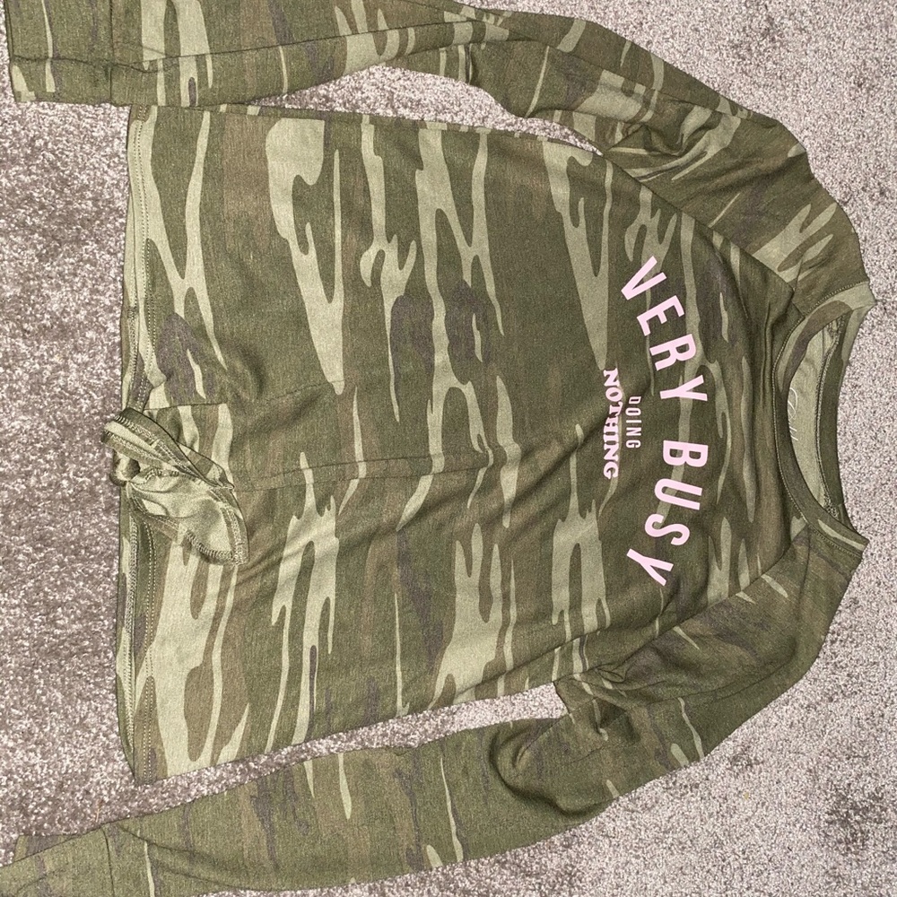 Graphic Long Sleeve Tee with tie in front